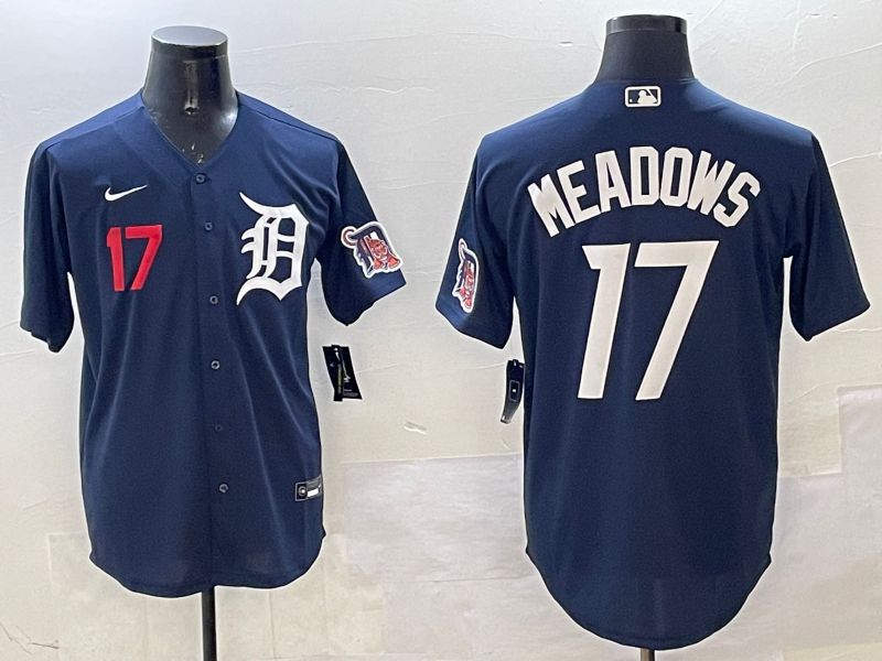 Men Detroit Tigers #17 Meadows Drak Blue Game 2025 Nike MLB Jersey style 4